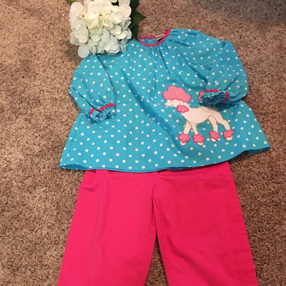 ZU Girls Spring Pants Set- Poodle - 3t -Pink